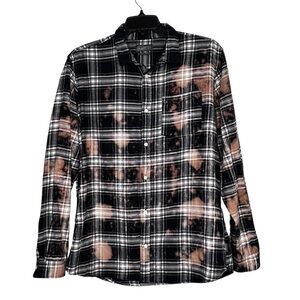 Jack & Jones Originals Mens XL Flannel Shirt With Bleach Details Long Sleeve